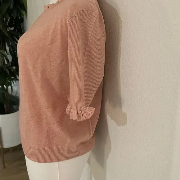 Paige Triste Metallic Ruffle Trim Top in Peach Metallic, Size XL, NWT - Picture 8 of 13